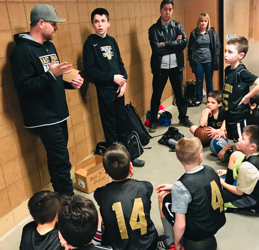 Coach D talking to his team