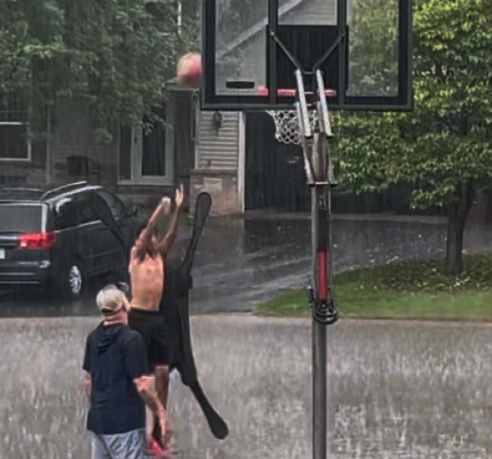 Playing in the rain